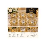 Turkco Gül Çerçeveli Kristal Taşlı Cam Yüzeyli Ayaklı Lokumluk 6’lı Set Kahve Yanı İkramlık Çikolatalık Söz Nişan Yüzüklük