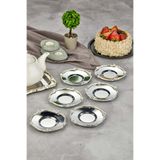 Turkco Vintage Serisi Elegance Çay Tabağı Seti, Gümüş 6'lı Set