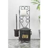 Turkco Vintage Tasarım Tuvalet Seti, Tuvalet Fırçası ve Çöp Kovası, Set 57x28x22cm, Çöp Kovası 23cm Çap