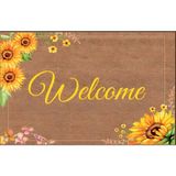 Türkeli Kapı Önü Paspası Kaymaz Ağır Tabanlı Ayçiçeği Desen Welcome Dekoratif , Kolay Temizlenir (45X70 Cm) Kod T3 - Kahverengi - Beyaz - 45 x 70 cm