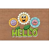 Türkeli Kapı Önü Paspası Kaymaz Ağır Tabanlı Gülen Papatyalar Hello Desen Dekoratif , Kolay Temizlenir (45X70 Cm) Kod T6 - Kahverengi - Beyaz - 45 x 70 cm