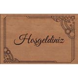 Türkeli Kapı Önü Paspası Kaymaz Ağır Tabanlı Hoş Geldiniz Dekorlu Desen Dekoratif , Kolay Temizlenir (45X70 Cm) Kod T8 - Kahverengi - Beyaz - 45 x 70 cm