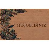 Türkeli Kapı Önü Paspası Kaymaz Ağır Tabanlı Kenar Botanik Desenli Hoş Geldiniz Dekoratif , Kolay Temizlenir (45X70 Cm) Kod T10 - Kahverengi - Beyaz - 45 x 70 cm