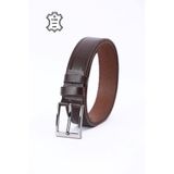 Türker DERİ %100 Hakiki Deri Erkek Kot-Kumaş Kemeri Kahverengi 3.5cm Manda Derisi