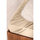 Türker Tekstil Pamuklu Tek Kişilik Fıtted Lastikli Çarşaf (100x220+25cm) - Bej - 100 x 220