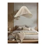 Turkish Belkıs Rattan Rattan Bambu Hasır Makrome Sarkıt Avize 35 cm