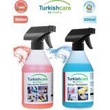 Turkishcare Banyo ve Mutfak Temizleyici Sprey Seti 2×500 ml – Alkolsüz, Güçlü Yağ ve Kireç Sökücü Etki