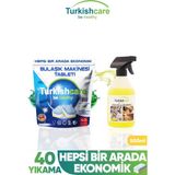 Turkishcare Hepsi Bir Arada 40 Yıkama Bulaşık Deterjanı Premium Tablet + Ağır Kir Yağ Sökücü Sprey 500 ml