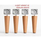 TURKISHRUG KINGDOM 4'lü Ahşap Konik Ayak 20 cm Gürgen Baza Ayağı Tv Ünitesi Ayağı Mobilya Ayağı - Natürel - 18 cm