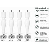 TURKISHRUG KINGDOM 4'lü Ahşap Torna Ayak 18 cm ve 30 cm Gürgen Baza Ayağı Tv Ünitesi Ayağı Mobilya Ayağı - Beyaz
