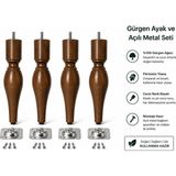 TURKISHRUG KINGDOM 4'lü Ahşap Torna Ayak 18 cm ve 30 cm Gürgen Baza Ayağı Tv Ünitesi Ayağı Mobilya Ayağı - Ceviz