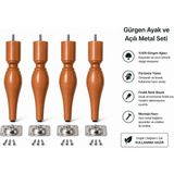 TURKISHRUG KINGDOM 4'lü Ahşap Torna Ayak 18 cm ve 30 cm Gürgen Baza Ayağı Tv Ünitesi Ayağı Mobilya Ayağı - Şarap Kızılı