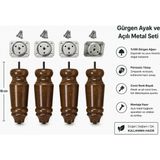 TURKISHRUG KINGDOM 4'lü Doğal Gürgen Ahşap Torna Ayak 18 Cm- 30 cm Gürgen Baza Ayağı Tv Ünitesi Ayağı Mobilya Ayağı - Ceviz