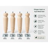 TURKISHRUG KINGDOM 4'lü Doğal Gürgen Ahşap Torna Ayak 18 Cm- 30 cm Gürgen Baza Ayağı Tv Ünitesi Ayağı Mobilya Ayağı - Natürel