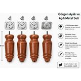 TURKISHRUG KINGDOM 4'lü Doğal Gürgen Ahşap Torna Ayak 18 Cm- 30 cm Gürgen Baza Ayağı Tv Ünitesi Ayağı Mobilya Ayağı - Şarap Kızılı
