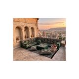 TURKISHRUG KINGDOM Anadolu Serisi Yeşil Şark Köşesi Takımı - 13 Parça Tam Set (Süngerli, Puf ve Kilim Dahil)