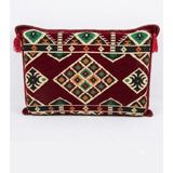 TURKISHRUG KINGDOM Şark Köşesi Sırt Dayama Minderi Geleneksel Etnik Desenli (Sünger Dahil) 48X68X10 cm Fermuarlı - Bordo - Yeşil