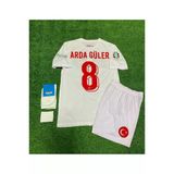 Türkiye 2024 Arda-Güler Beyaz Iç Saha Çocuk Forması 4'Lü Set (Euro 2024 Patch) Beyaz
