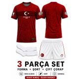 Türkiye 2026 FIFA WORLD CUB İsimsiz Kırmızı Çocuk Forması Çorap Hediyeli