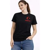 Türkiye Ay Yıldız Baskılı Taraftar Forma T-Shirt - Siyah