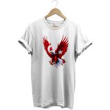 Türkiye Ay Yıldız Türk Bayrağı Kartal Tasarım Baskılı %100 Pamuk Regular Fit Bisiklet Yaka T-Shirt - 3XL - Beyaz
