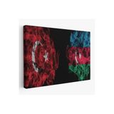 Türkiye Azerbaycan Bayrak Desenli Dekoratif Kanvas Tablo-6518