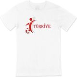 Türkiye Futbol Milli Takımı Cep Logo Tasarımlı Beyaz Tişört; Xl