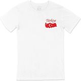 Türkiye Haritalı Ve Bayraklı Cep Logo Tasarımlı Beyaz Tişört; Xl