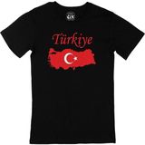 Türkiye Haritalı ve Bayraklı Siyah Tişört - M