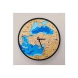 Türkiye Haritası Ahşap Duvar Saati-50x50 cm