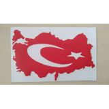 Türkiye Haritası Sticker 18x11cm Türk Bayrağı Sticker - Ayyıldız Çıkartması, Ay Yıldız Etiketi