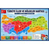 Türkiye İller ve Bölgeler Haritası Vinil Branda 70x100 cm yeni tasarım | 81 İl 7 Bölge, Köşeleri Delikli, Yeni Tasarım, Başkent Ankara, Dayanıklı Vinil