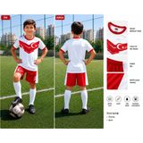 Türkiye Milli Takım Yakalı 02 Özel Tasarım Beyaz-Kırmızı Çocuk Futbol Forması Takımı 4 Lü Set Forma+Şort+Çorap+Bileklik