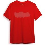 Türkiye Ön Arka Baskılı Türkiye Haritalı Noktasal Tasarım %100 Pamuk Tişört - 3XL - Kırmızı