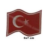 Türkiye Türk Bayrak Nakış Işleme Arma Patch Peç 6X7 Cm Beyaz - Siyah