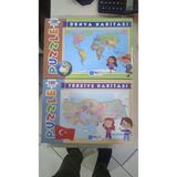 Türkiye ve Dünya Haritası 100 Er Parçalı Puzzle