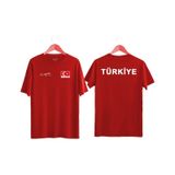 Türkiye Yazılı Atatürk İmzalı Türk Bayrağı Baskılı Tişört Ayyıldızlı T-shirt Kirmizi