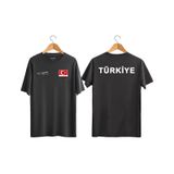 Türkiye Yazılı Atatürk İmzalı Türk Bayrağı Baskılı Tişört Ayyıldızlı T-shirt SIYAH
