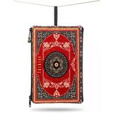 Türkiye Yazılı Otantik Türk Halı Motifli Fermuarlı El Çantası - Kırmızı Kilim Desenli Kadın Makyaj Çantası, Portföy Cüzdan Seyahat Organizeri Pouch