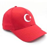 Türkiye Yazılı Türk Bayraklı Atatürk Nakışlı Mikro Pamuklu Kumaş Spor Yazlık Şapka (Kırmızı02)