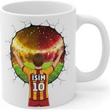 Türkiye'de Tek Futbol Toplu 3D Tasarım Kupa Bardak/Kişiye Özel Kupa Bardak/Sarı Kırmızı/Sarı Laciver/Siyah Beyaz Taraftar (Beyaz GS)