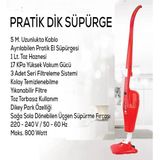 Türkiyenin En Kullanışlı & Hesaplı Pratik Dikey Süpürge 3 Yıl Garanti Süper Güçlü Elektrikli Süpürge - Beyaz - Kırmızı