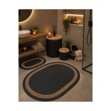 Türkmen Ev Tekstil Antrasit Hasır Banyo Seti Çamaşır Sepeti ,Banyo Paspası, Makyaj Sepeti,Kirli Sepeti, Dekor HASIR