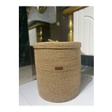 Türkmen Ev Tekstil Jüt Hasır 40 x 45 Kapaklı Çamaşır sepeti ,Kirli Sepeti ,Oyuncak Sepeti ,Kapaklı Sepet,Banyo Sepeti