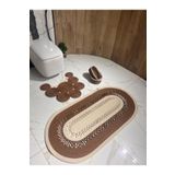 Türkmen Ev Tekstil jüt Hasır Büyük Boy Siyah Banyo Takımı ,Banyo paspas takımı, Banyo sepeti ,Paspas, sepet takımı,