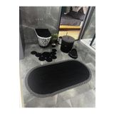 Türkmen Ev Tekstil Siyah Jüt ,hasır Büyük Boy Banyo Takımı ,40 X 45çamaşır Sepeti ,büyük Paspas,banyo Seti