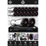 TURKNO 16 Kameralı Galia 16 Dış Kamera Set 2 TB HDD Full HD Gece Görüşlü Güvenlik Kamerası Sistemi