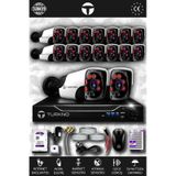 TURKNO 16 Kameralı Pania 16 Dış Kamera Set 250 GB HDD Full HD Gece Görüşlü Güvenlik Kamerası Sistemi