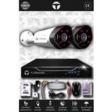 TURKNO 2 Kameralı Galia 2 Dış Kamera Set 1 TB HDD Full HD Gece Görüşlü Güvenlik Kamerası Sistemi