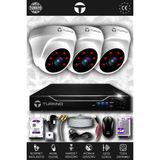 TURKNO 3 Kameralı Domia 3 İç Kamera Set 2 TB HDD Full HD Gece Görüşlü Güvenlik Kamerası Sistemi
